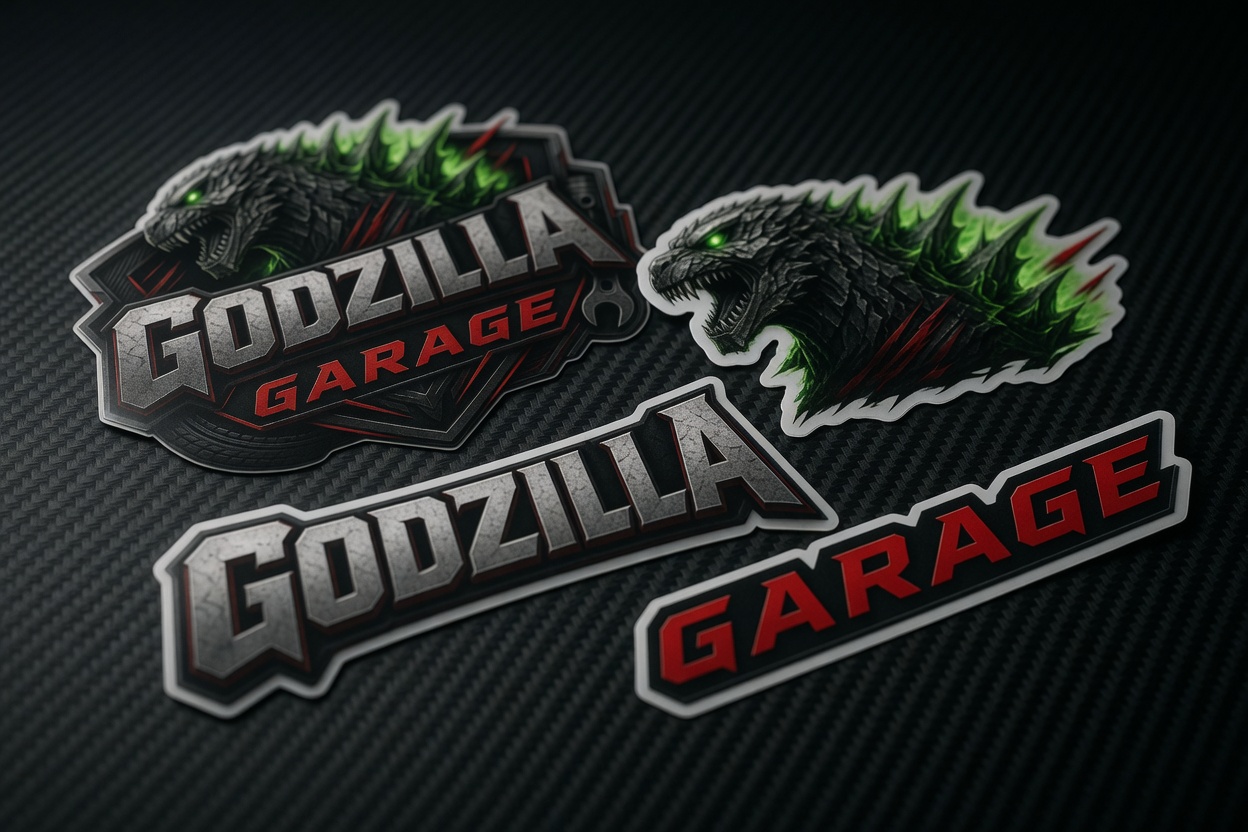Godzilla Garage die-cut sticker pack