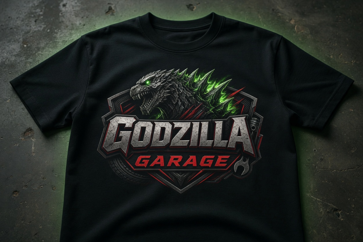 Black Godzilla Garage crest t-shirt